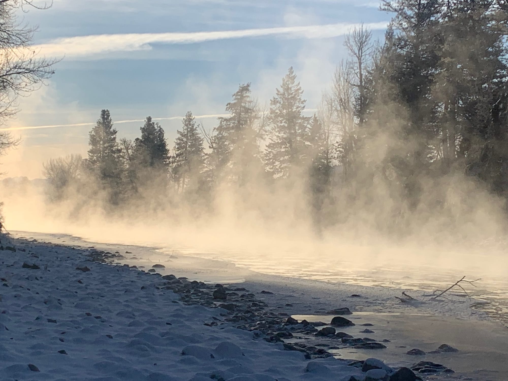 mist over river