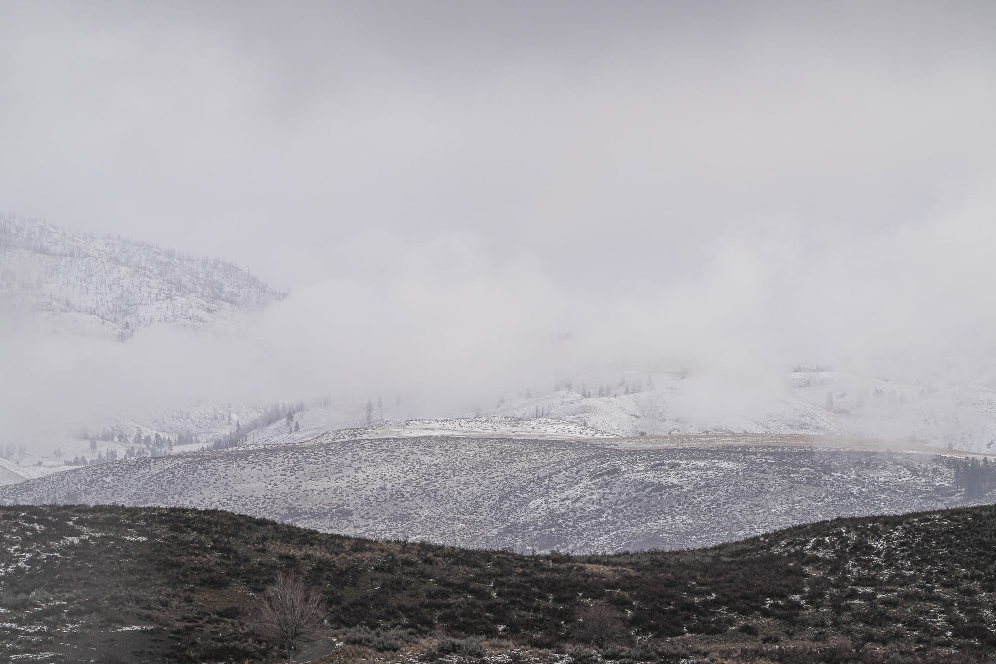 snow on hills