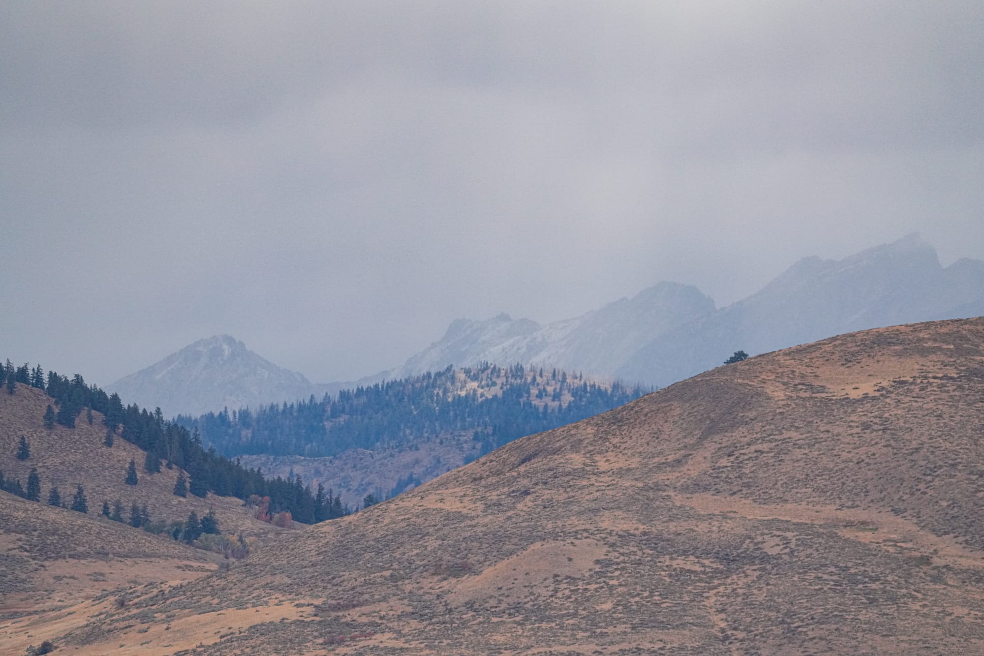 light snow on peaks