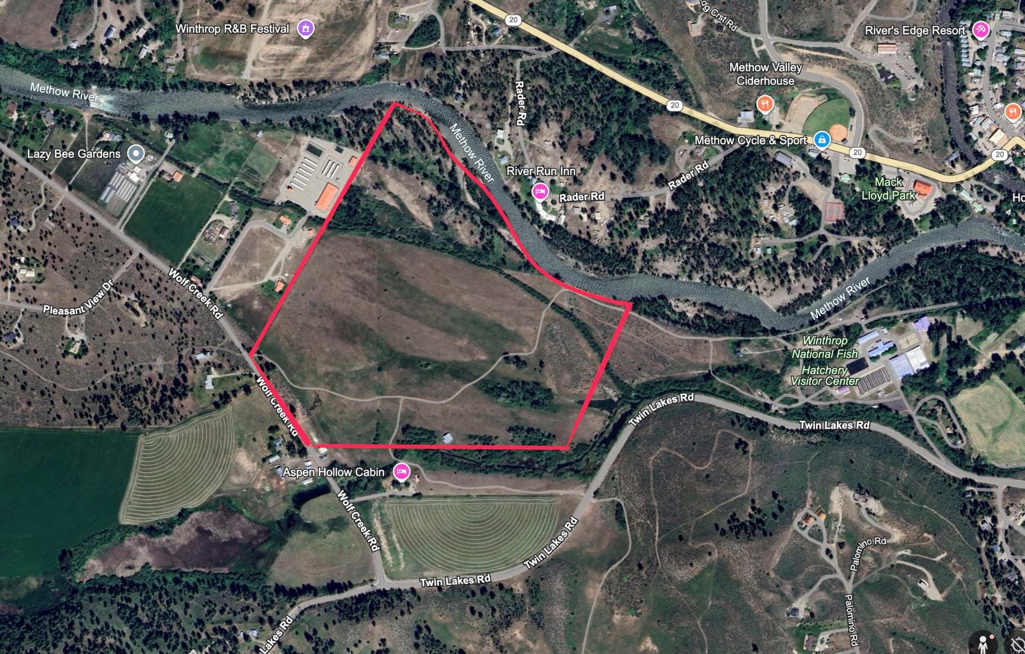 aerial view of Methow River